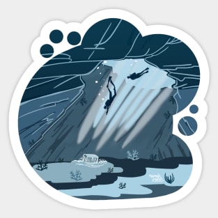 Exploring a cave Sticker